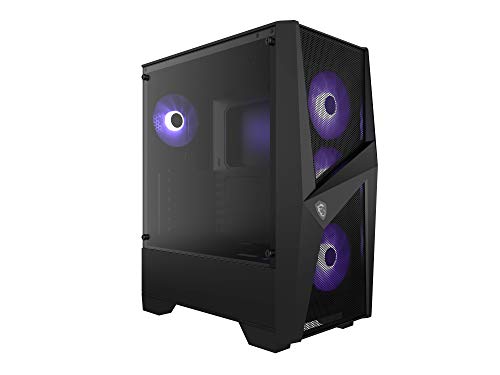 MSI MAG FORGE 101M Mid-Tower - Caja de PC Gaming (3 x 120 mm RGB + 1 x 120 mm RGB Ventiladores Incluidos, Panel Cristal Templado, ATX, mATX, Mini-ITX), negro