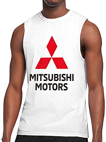 NAnihidf Mitsubishi-Motors Logo Hombres sin Mangas Cuello Redondo Summer Sport Tees Simple White