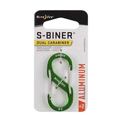 NITEIZE SBA2-17-R6 SBINER Aluminum #2-MOSQUETÓN Aluminio Doble Entrada, verde lima, talla 2