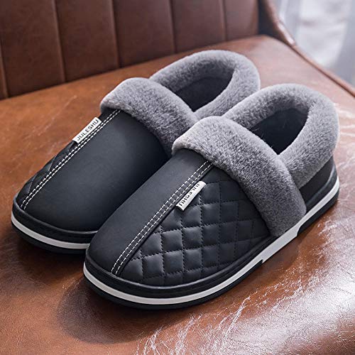 Nwarmsouth Zapatillas de Paseo para Hombre,Zapatillas de Felpa cálidas, Zapatos de tacón para Muebles para el hogar-Negro_43-44,Calzado sin Cordones para Interiores y Exteriores