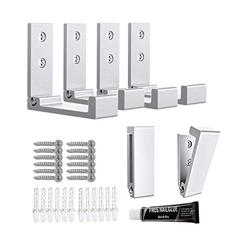 OHIYO - Ganchos plegables para abrigos, paquete de 6 ganchos de pared para colgar abrigos, ganchos plegables adhesivos montados en la pared, 12 gramos, pegamento fuerte, 24 piezas, tornillos plateados