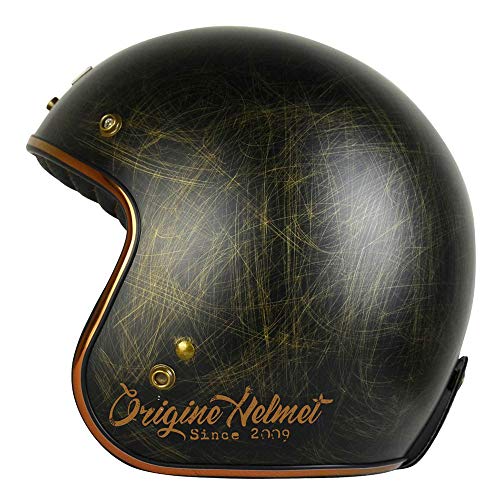  IGUANA CUSTOM - Casco de moto integral EL CANALLA de estilo  retro vintage negro mate con pantalla y decorado con canto cromado y  remaches en el frontal. Homologado. (XS)