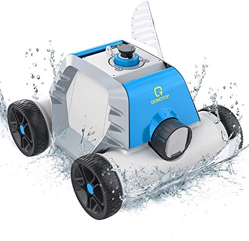 OT QOMOTOP Limpiafondos Automáticos para Piscinas, Limpiador Robótico, Sin Cables, IPX8 5000 mAh, Más de 90 Minutos, Área Limpia de 80㎡, Equipado con 2 Motores, Piscinas Enterradas o sobre el Suelo