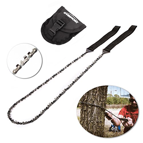 Overmont Sierra de Cadena de Cable Mano Manual (130cm-48dientes) Kit de Supervivencia para Camping Senderismo al Aire Libre con Bolsillo