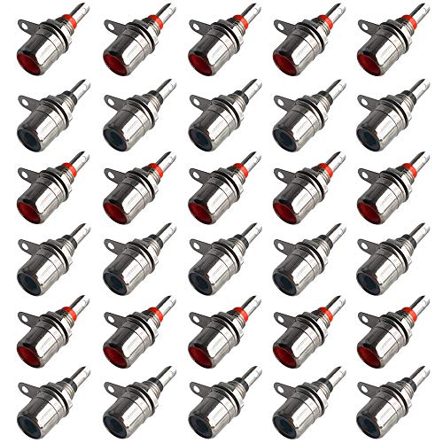 QitinDasen 30Pcs Premium Jack Hembra RCA, Adaptador de Conector Jack Hembra RCA, Conector Hembra RCA Chasis Montaje en Panel (Rojo, Negro)