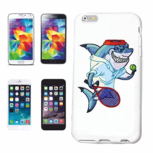 Reifen-Markt Hard Cover - Funda para teléfono móvil Compatible con Sony Xperia Z3 Blanco Hai EL Tenis DE Jugar con LA Raqueta DE Tenis Megalodon tiburón Azul Hamme