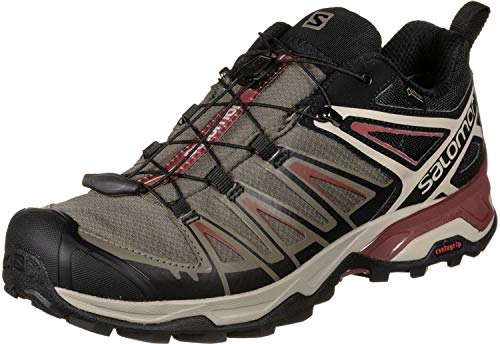 SALOMON X Ultra 3 GTX, Senderismo Hombre, Cuerda Elástica Estilo Vintage Kaki Red Dahlia, 41 1/3 EU