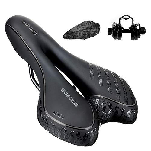 SGODDE Sillín de Bici de Gel, Sillin Bicicleta Montaña, Cómodo Asiento Ergonómico de Bici de Gel Antiprostatico Impermeable y Transpirable para BMX, Bicicleta de Carretera, Bicicleta de Montaña, EMTB