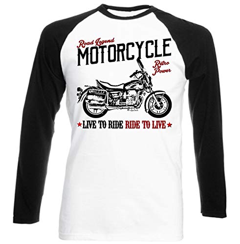 Teesandengines Moto Guzzi California Camiseta de Mangas Negra largas T-Shirt Size Small