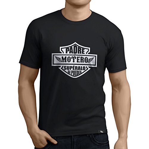 Tuning Camisetas - Camiseta Divertida para Hombre - Modelo PadreMotero, Color Negro- Talla L (0282-Negro-Padre-Motero-L)