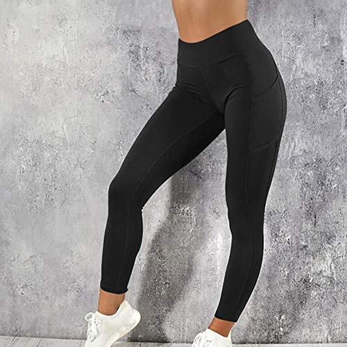 UKKD Leggings Lame Women Women Gymnasium Leggings Sexy Fitness Push Up High Slim Slim Bammings Fashion Casual Mujer Lápiz Pantalones,Negro 1 Con Bolsillo,Dimensión Asiática M.