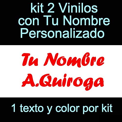 Vinilin - Pegatina Vinilo Tu Nombre o Texto Personalizado - Bici, Casco, Pala De Padel, Monopatin, Coche, Moto, etc. Kit de Dos Vinilos (Rojo)