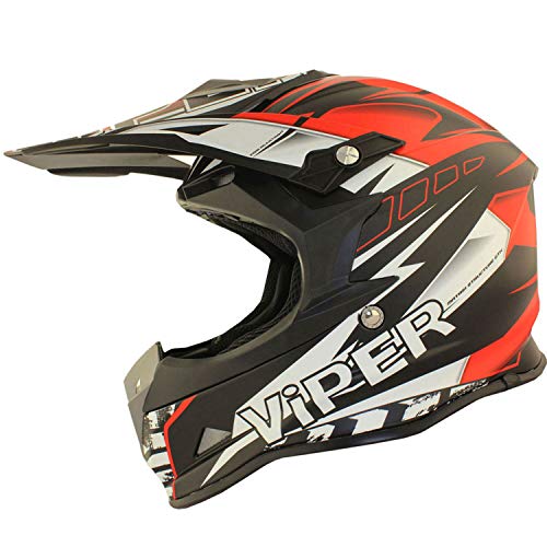 VIPER RSX121 SUPERCROSS ENDURO ECE 22.05 APROBADO MOTO CASCO ROJO EQUIPO DE PROTECCIÓN PARA BICICLETA (XS (53-54 CM))