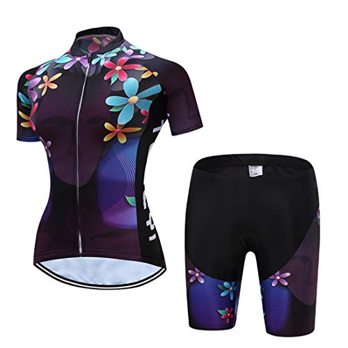 X-Labor Maillot de ciclismo para mujer de secado rápido, camiseta de manga corta + pantalones con acolchado 3D para el asiento MTB, diseño B 3XL