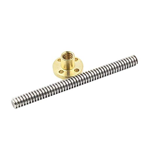 XBaofu 1pc 3D Impresora y CNCLead 2mm THSL-500-8D 200/300/400/500 T de Tipo Trapezoidal Motor de Pasos del Tornillo de Avance 8MM con el Cobre Tuerca (tamaño : 250mm with Nut)