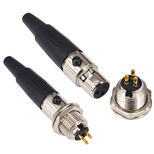 YILIANDUO DIY 3 Pines Mini Conector XLR Adaptadores de micrófono de Audio TA3F con Enchufe Montaje en chasis Mini Conector XLR, 3 Pines para micrófonos Profesionales 2 Juegos