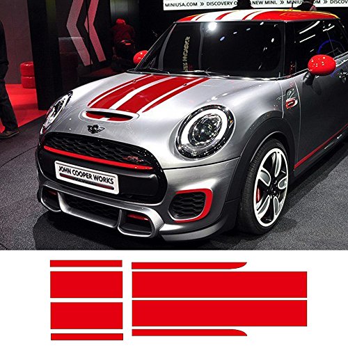 ZYHZJC Diseño del Coche Capó Delantero y Franjas traseras Capucha Calcomanía del Motor Calcomanías para automóviles para BMW Mini John Cooper Works F56 JCW