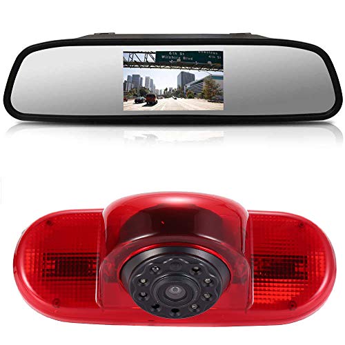 〔4.3'' Espejo Retrovisor + 12 mm CMOS Lente Cámara〕 HD reversa de luz de Freno para Opel Vivaro Surf Concept/Life/Combo/Vauxhall/Renault Trafic/Fiat Talento/Primastar Van