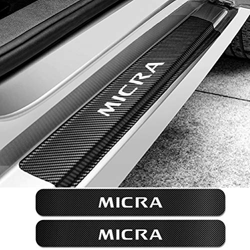 4Pcs Pegatinas Umbral Coche Fibra Carbono, para Nissan Micra Parachoques Threshold Pedal Arañazos Resistente Película Calcomanías, Auto Estilo Accesorios