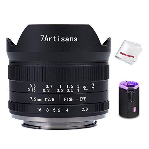 7artisans 7.5mm F2.8 II V2.0 Objetivo Ojo de pez, Objetivo fisheye Compatible con Cámaras con Montura M4/3 GM1 GM5 GM7 GX1 GX7 GX8 EPM1 EPM2 E-P1 E-P2 E-P3 E-P5 E-M1 E-M1II E-M5 E-M5II