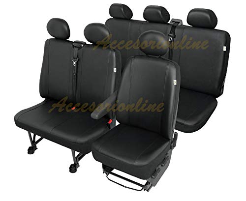 Accesorionline Fundas de Asiento Polipiel 9plazas a Medida para Renault Trafic/Nissan Primastar/Opel Vivaro/Modelos 2001-2014