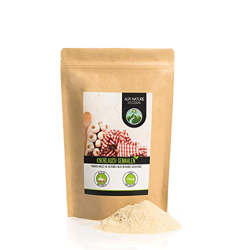 Ajos en polvo (1kg), ajo molido, especia 100% natural de ajo suavemente secado, ajo en polvo naturalmente sin aditivos, vegano