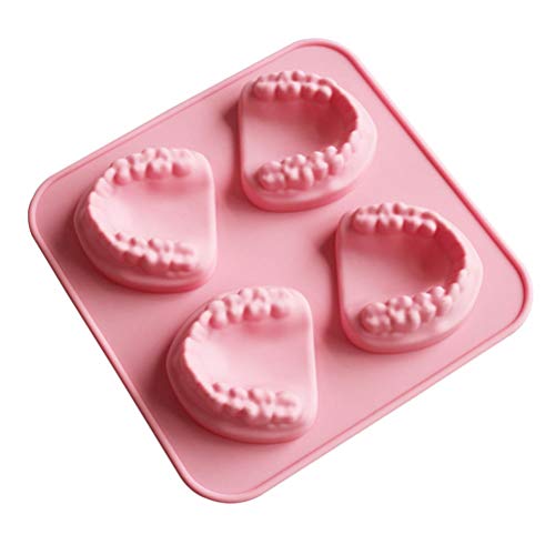 Amiispe Molde para Cubitos de Hielo de Silicona de 4 Compartimentos Molde de Dientes para Cubitos de Hielo, Almacenamiento Fresco, para cócteles