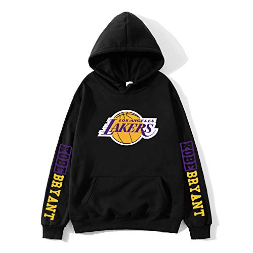 BAIDEFENG Suéter con Capucha de Baloncesto para Hombre Street Suéter con Capucha de otoño e Invierno Plus Terciopelo de Manga Larga Los Angeles Lakers Kobe NBA Sudaderas con Capucha-Negro_Grande