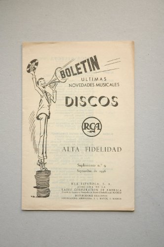 Boletín últimas novedades musicales RCA Alta fidelidad : suplemento 9, septiembre 1956