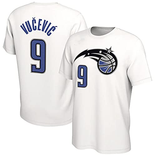 Camiseta de Baloncesto Hombre NBA Basketball Magic No. 9 Jersey Cuello Redondo Casual Camisetas Blancas de Media Manga, M