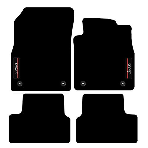 Carsio L64-CARP-CUT-1305-(33 x 4) Alfombrillas a Medida con Logotipo para Opel Astra J MK6 2010 a 2015, Color Negro