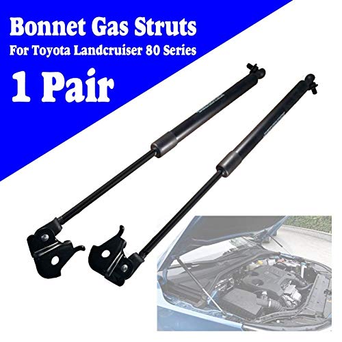 CGDD Amortiguadores de Gas 2pcs Black Steel Front Bonnet Gas Struts Shock Hood Lift Soporte para Toyota Landcruiser 80 Series 1990-1997 Ascensores Muelle neumático