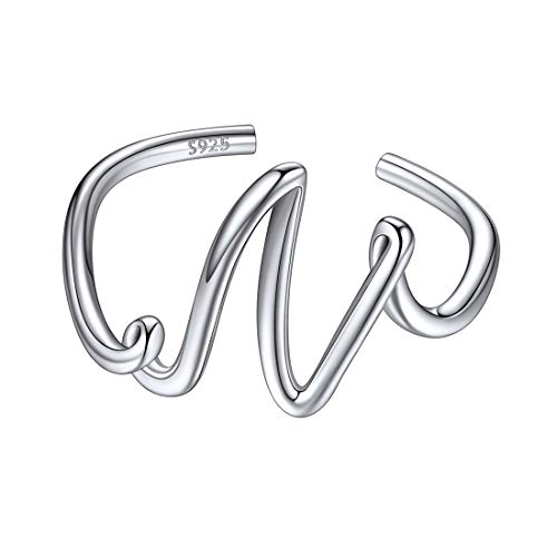 ChicSilver Anillos Modernos para Mujeres Jovenes 26 Letras Primeras N Plata de Ley 925 Hipoalergénico Joyería De Moda con Caja de Regalo para Familia