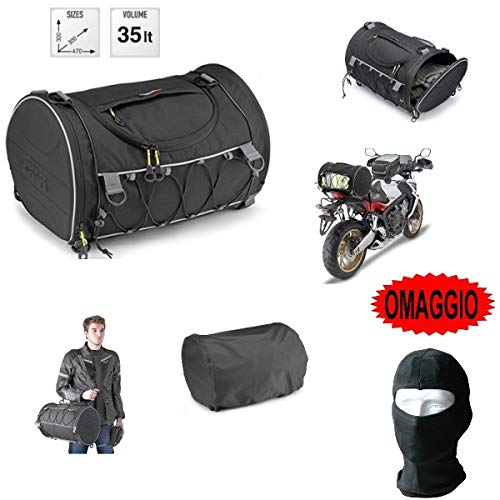 Compatible con Honda CR 85 R 17 Bolsa Givi EA107B 35 l Rollo Mochila para sillín Moto Scooter Universal fijación Universal con Correas y muelles 300 x 300 x 470 mm Negro