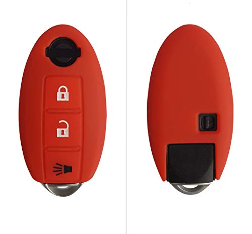 Funda de silicona de CK+ para llave de Nissan Qashqai X-Trail. Funda sin llave, con 3 botones rojo