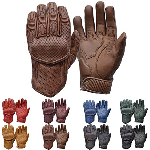 Goldtop de Seda y Guantes de Cuero de la Motocicleta Predator sin Forro - Brown (M - 8")