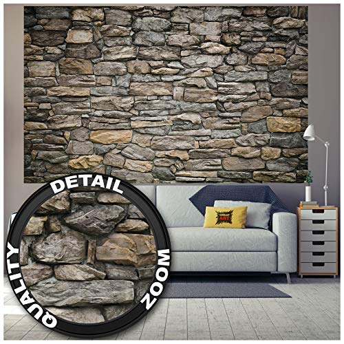 GREAT ART® Mural de Pared – Muro De Piedra Gris – Piedra Óptica de tapices patrón de Piedras 1000piedras Tapiz en óptica de Piedra Foto Papel Pintado Y Decoración (210 x 140 cm)