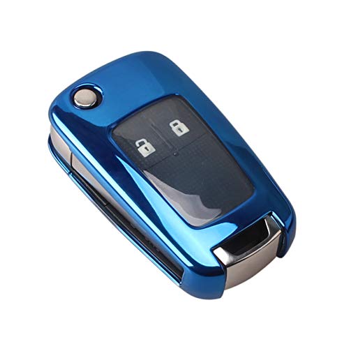 Heart Horse Carcasa de silicona TPU para llave de coche, compatible con Opel Astra Insignia, Vectra Corsa, Zafira, Meriva Mokka (azul)