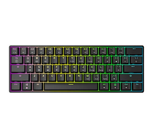 HK Gaming GK61 Teclado mecánico 61 Teclas RGB Iluminado, retroiluminación LED, para Juegos PC/Mac Gamer (Negro, Gateron Optical Red)