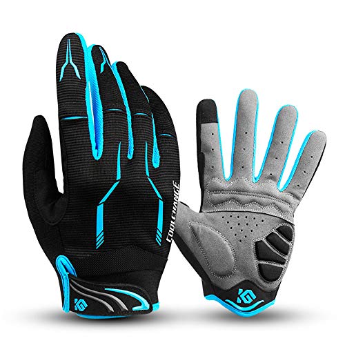 I Kua Fly Guantes Ciclismo Antideslizante Pantalla Táctil Guantes MTB para Hombre Mujer Gel Almohadilla Guantes de Bicicleta MTB Bici (Azul, L)