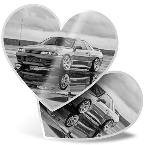 Impresionante 2 pegatinas de corazón de 7,5 cm – BW – Nissan Skyline R32 calcomanías divertidas para portátiles, tabletas, equipaje, libros de chatarra, frigorífico, regalo genial #39315