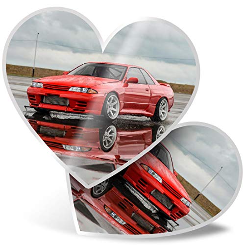 Impresionante pegatinas de corazón de 7,5 cm – Nissan Skyline R32 rojo coche divertido calcomanías para portátiles, tabletas, equipaje, libros de chatarra, frigorífico, regalo genial #3517