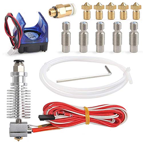 J-Head Hotend Full Kit with 5 Pcs Extruder Brass Print Head+ 5 Pcs Teflon Nozzle Throat Tube for E3D V6 Makerbot RepRap 3D Printer