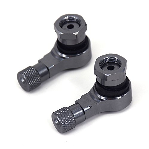 JFG Racing 2 Piezas Ruedas de Motocicleta neumáticos Válvula Tallos Tapones 90 Grados para h.o.n.d.a Yamaha Kawasaki Suzuki K.T.M Dirt Bike Motocicleta MX Supermoto Racing ATV Quad Kayo (Titanium)