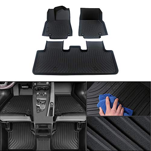 jialaiwo Alfombrillas Coches Goma para Nissan Pathfinder 2013-2020 7 plazas Alfombrilla Impermeables para Todo Clima Accesorios Interiores Alfombras Negro