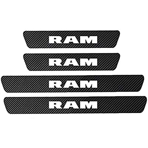 JJZRB 4Pcs Coche Fibra Carbon Umbral Decoración Estribos, para Dodge Ram Bienvenida Pedal Antiarañazos Protección Kick Plates Pegatina, Car Styling Accessories