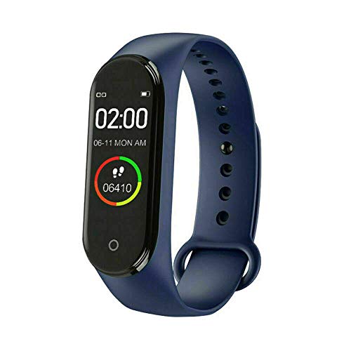 J&X Smart Monitor multifunción Reloj Pulsera de frecuencia Cardiaca Presión Rastreador Muñequera Azul