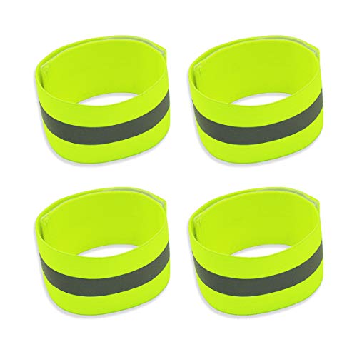 Labewin Brazaletes Reflectantes Muñequeras para Correr Muñequeras de Tobillo elásticas de Alta Visibilidad Equipo de Seguridad para Ciclismo Caminar Trotar Correr Niños y Adultos (Juego de 4)