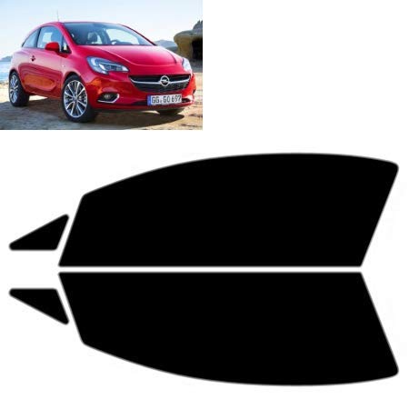 Láminas Solares para Tintar Las Lunas del Coche-Opel Corsa E 3-Puertas Compacto 2014-. Ventanas Laterales Delanteras (05% Super Negro)