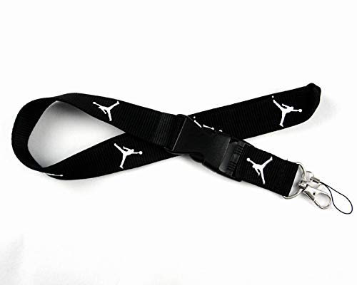 Lanyard Estilo NBA Baloncesto Negro Cordón para el Cuello Tarjeta Identificativa para Llaves Móvil Mascarilla Teléfono | Llavero para no Perder las Llaves | Regalo Original